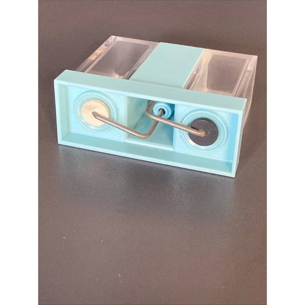 Vintage Push Button Salt & Pepper Dispenser Robin Egg Blue Retro kitchen MCM New